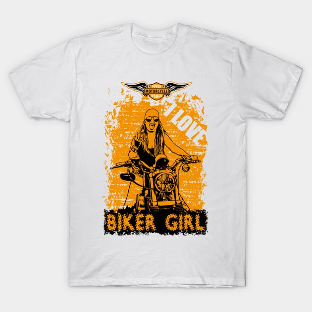 I Love Biker Girl, T-shirt for Biker, MotorCycle Rider Tee, Biker Gift T-Shirt by Ben Foumen